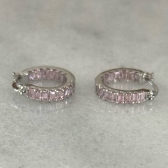 Modest Lu Jewelry - NEW STOCK Sterling Silver Pink Thick Crystal Hoop Earrings
Brand New
